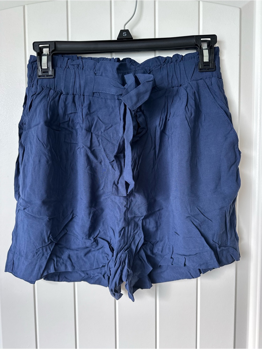 Ci Sono Navy Paperbag Waist Tie Shorts